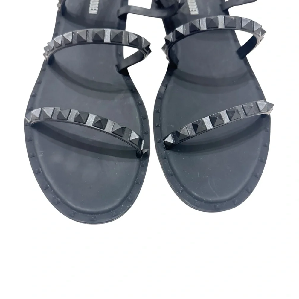 NEW Steve Madden Transport Spike Ankle Wrap Sandal Matte Black Women's Sz‎ 10